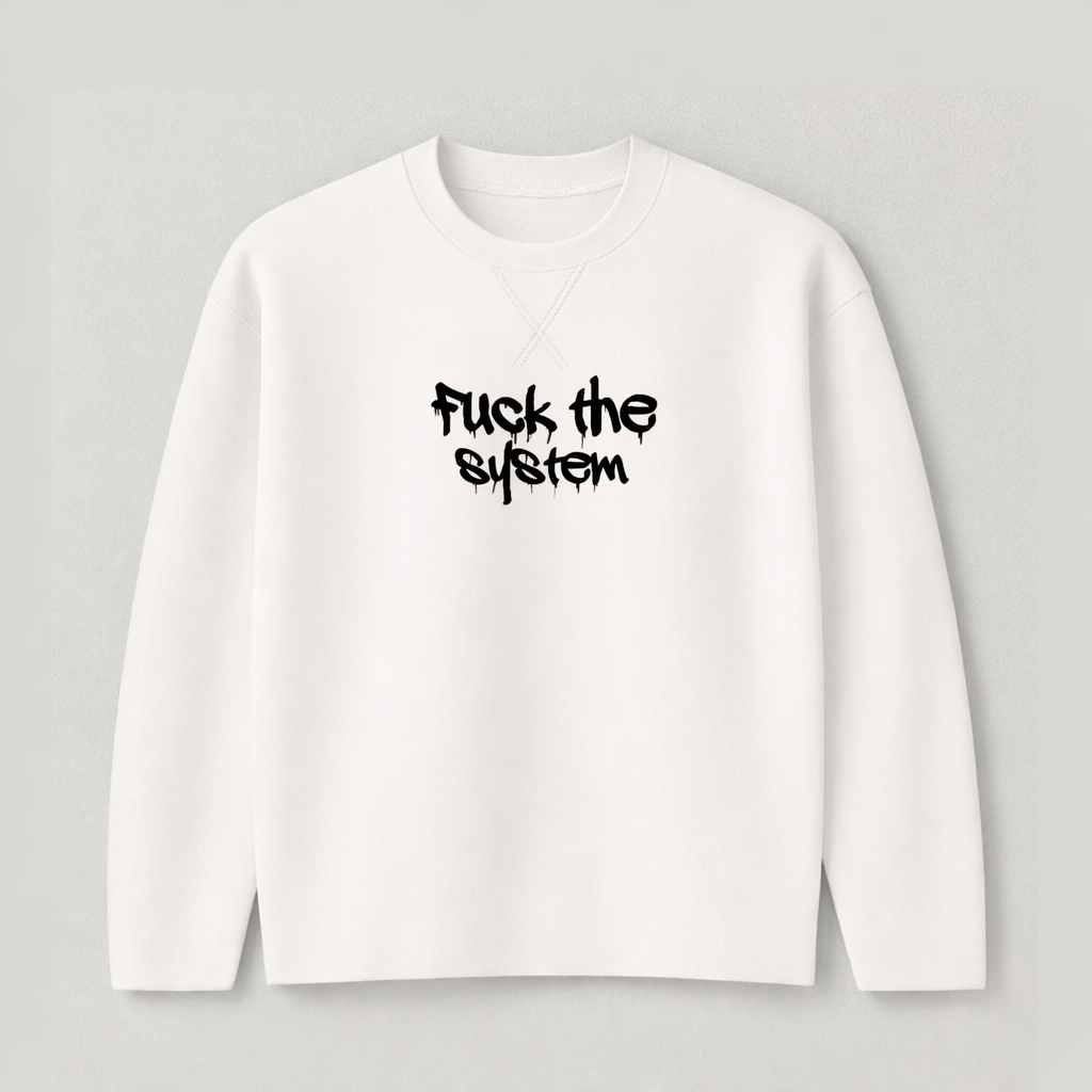 Rebel Script Drop Shoulder Sweatshirt - White