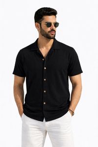 FO Zig-Zag Fabric Shirt - Black
