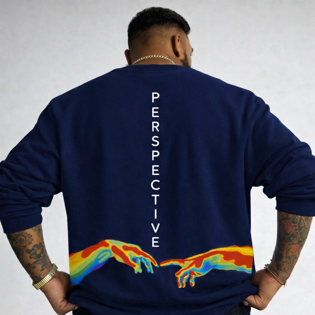 FO Perspective Back Printed Drop-Shoulder Sweatshirt - White