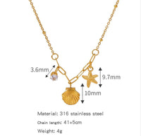 Sea Shell Starfish Clavical Anti Tarnish Neckpiece