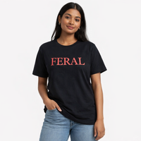 Feral Black Cotton Printed Tee