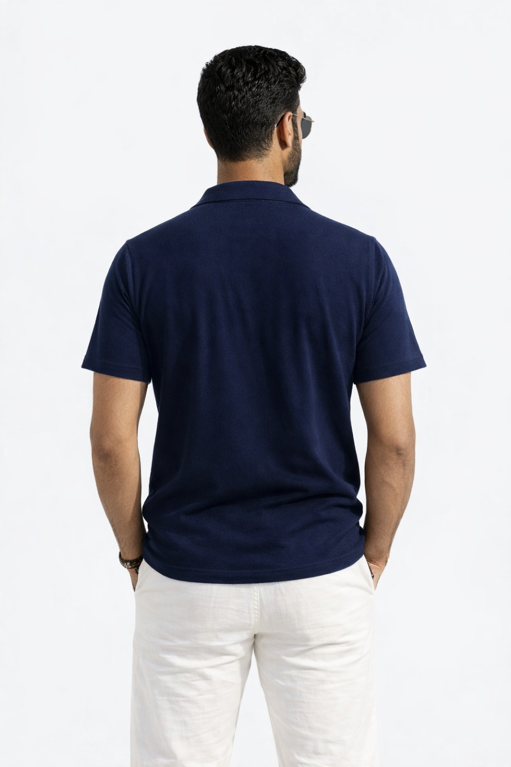 FO Zig-Zag Fabric Shirt - Navy Blue