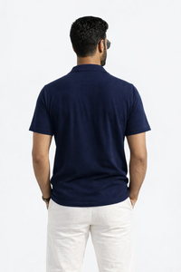 FO Zig-Zag Fabric Shirt - Navy Blue