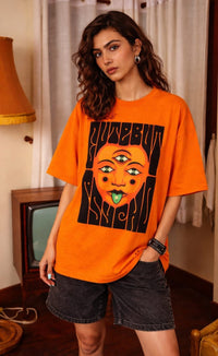 Cute But Psycho Drop-Shoulder Tee - Orange