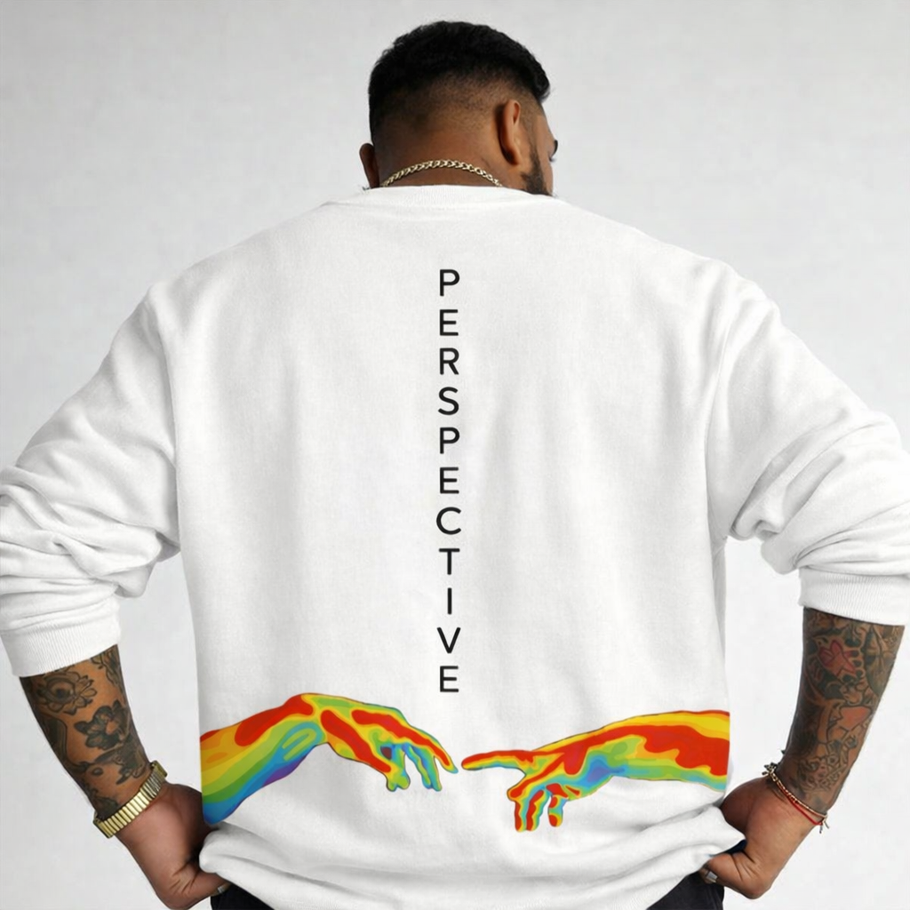 FO Perspective Back Printed Drop-Shoulder Sweatshirt - White