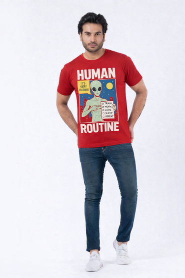 FO Alien Routine Cotton Printed Tshirt
