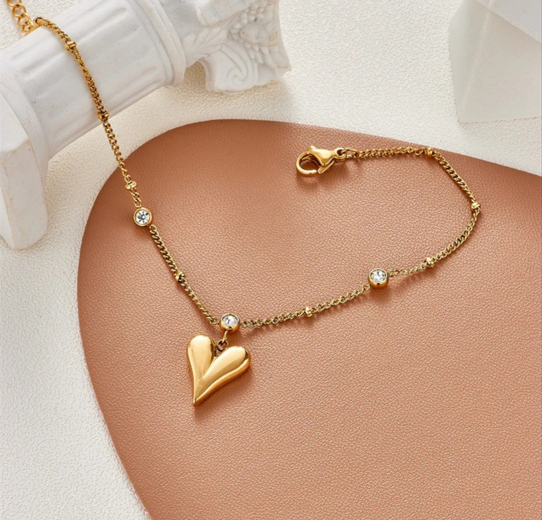 Heart Drop Stone Bracelet