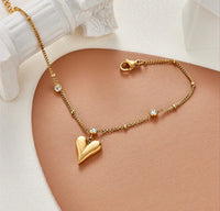 Heart Drop Stone Bracelet