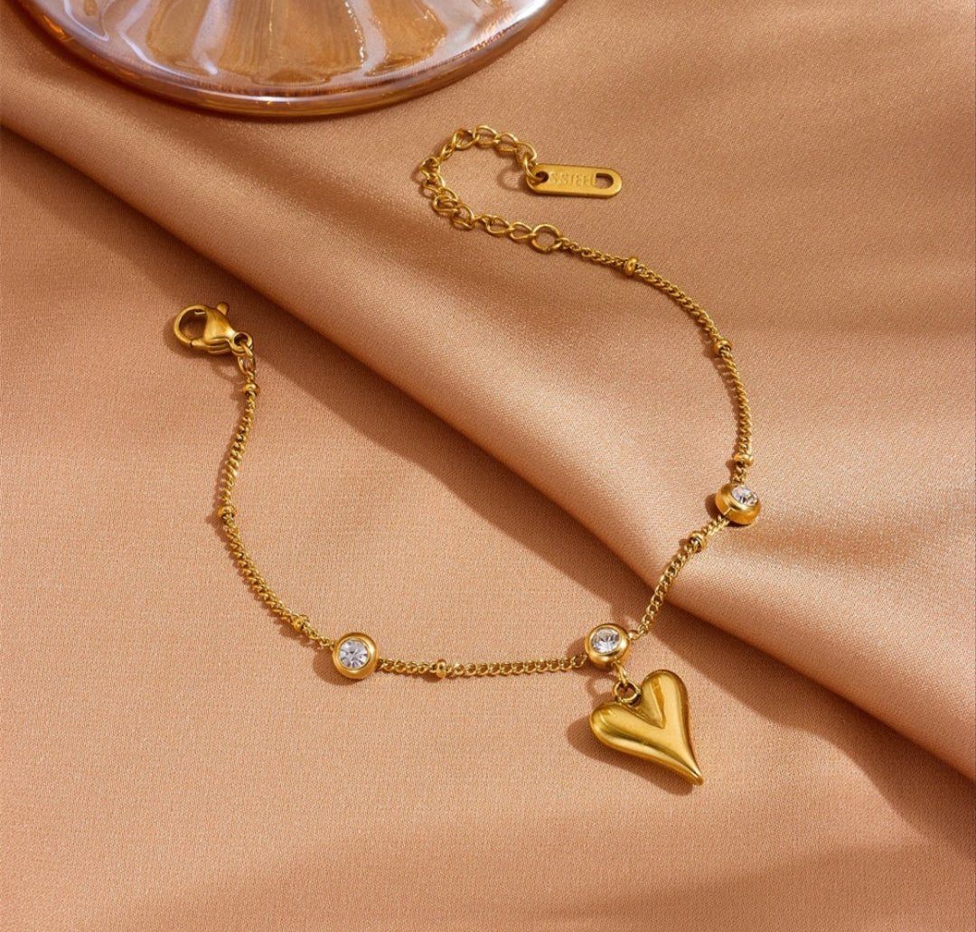 Heart Drop Stone Bracelet