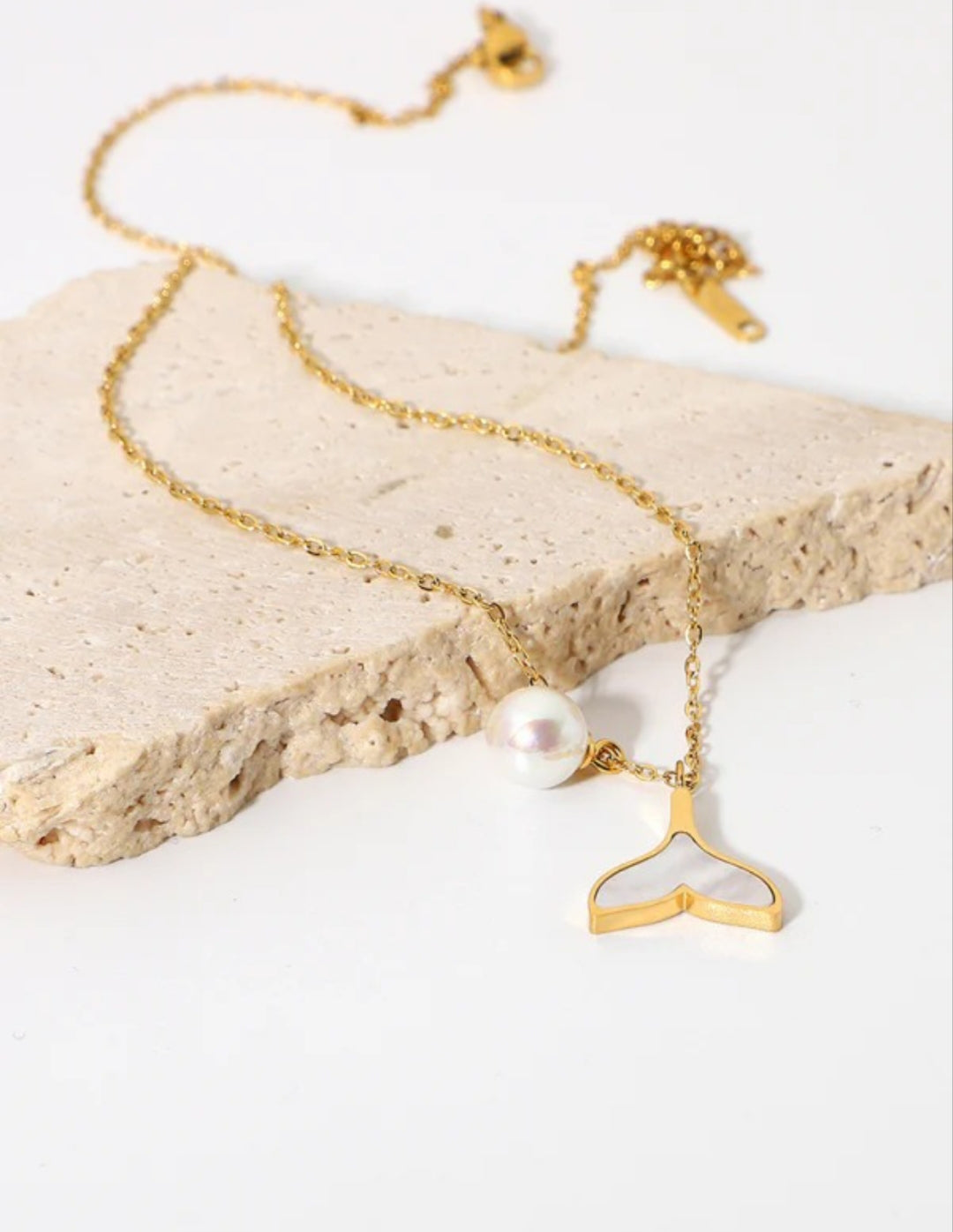 Fresh Water Pearl & Mermaid Tail Pendant Neckpiece