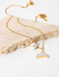 Fresh Water Pearl & Mermaid Tail Pendant Neckpiece