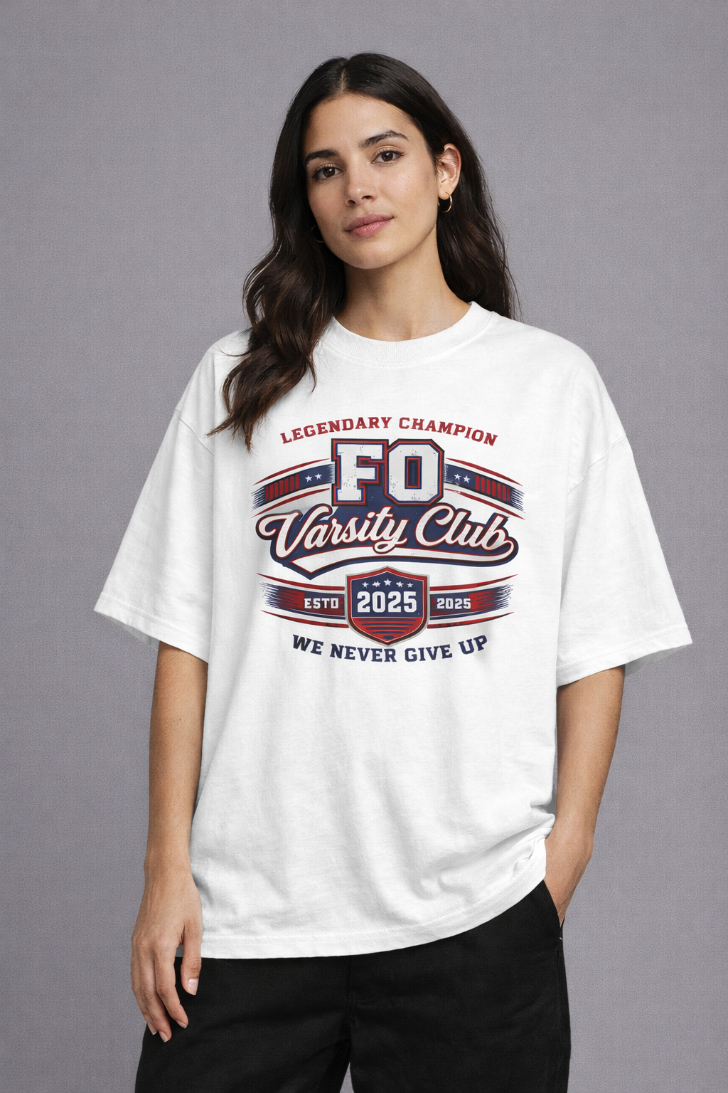 FO Varsity champion drop-shoulder tee - white