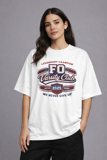 FO Varsity champion drop-shoulder tee - white