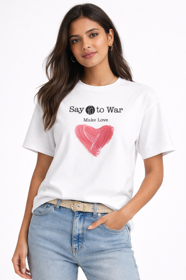 FO Make Love Drop-Shoulder Tee – White