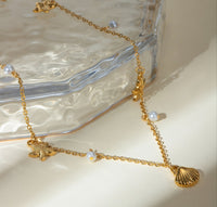 Sea Shell & Star Fish Anti Tarnish Pearl Neckpiece