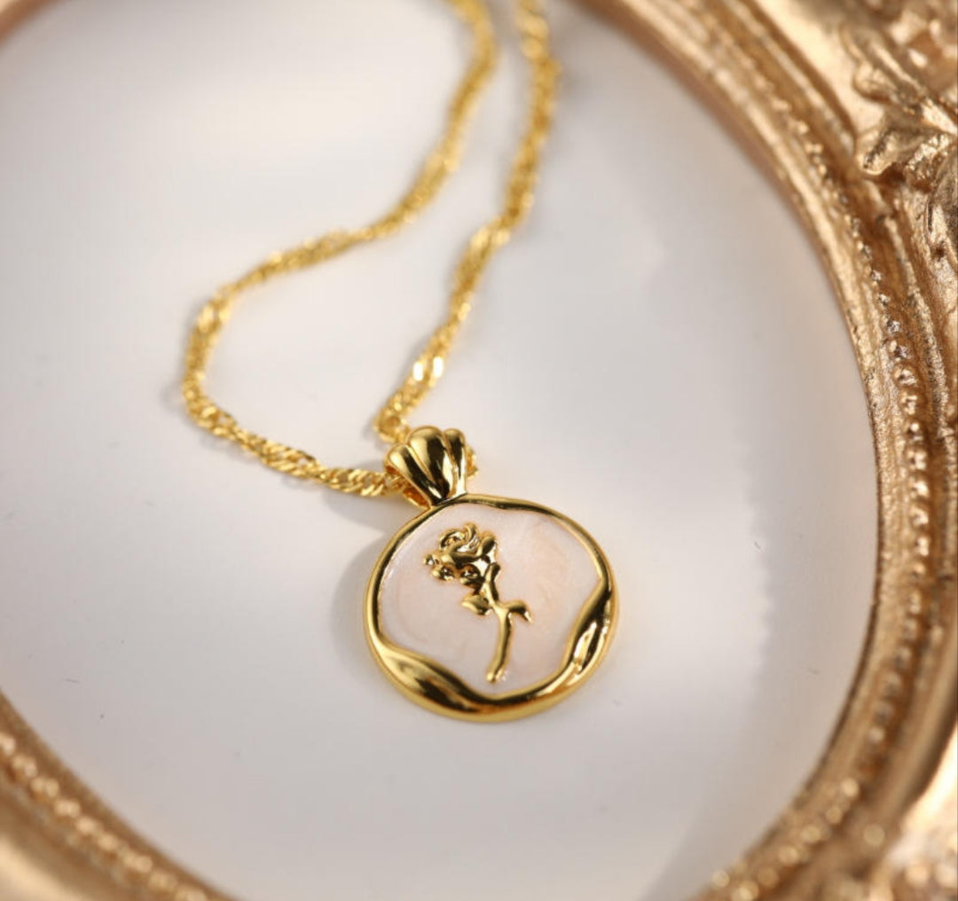 Rose Enamel Anti Tarnish Neckpiece