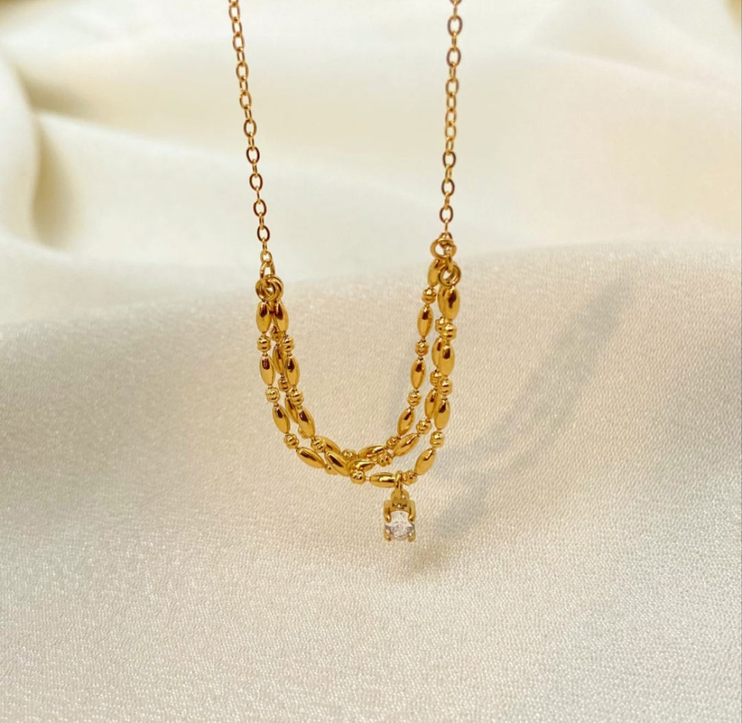 Zircon wrapped beads rope chain neckpiece