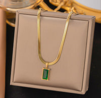 Emerald Bar Drop Snake Chain Neckpiece