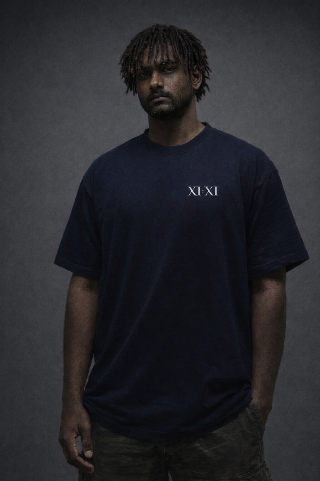 Fallen Halo 11:11 Drop Shoulder Tee- Dark Blue