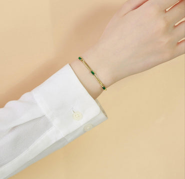 Green AD Zircon Snake Chain Bracelet