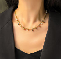 Multi colour stone beads chain neckpiece