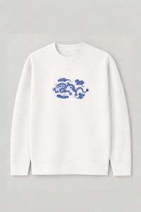 Azure Dragon Drop Shoulder Sweatshirt - White