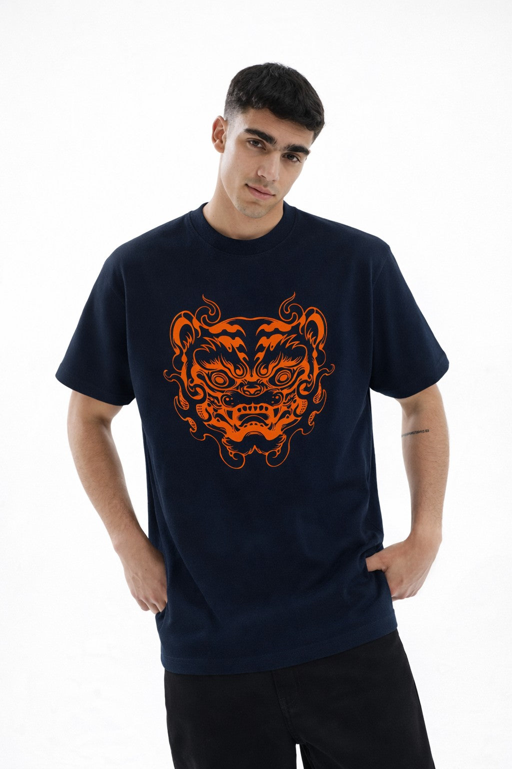 FO Fierce Mask Drop-Shoulder Tee - Dark Blue