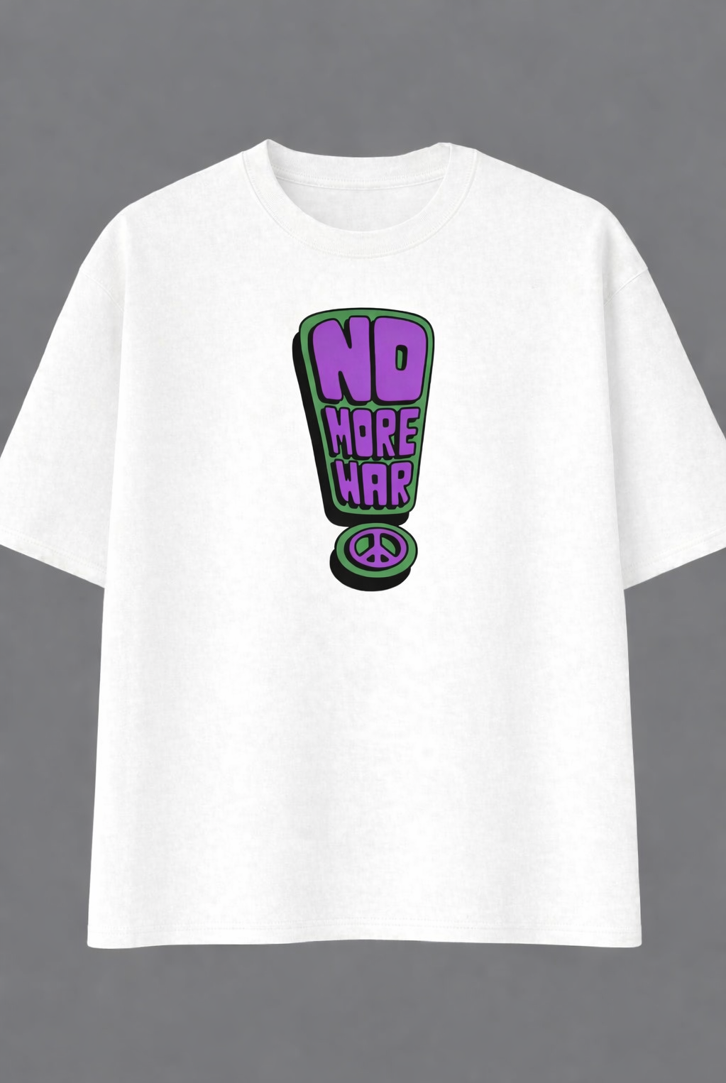 FO Say No To War Graphic Printed Oversized Tee - White