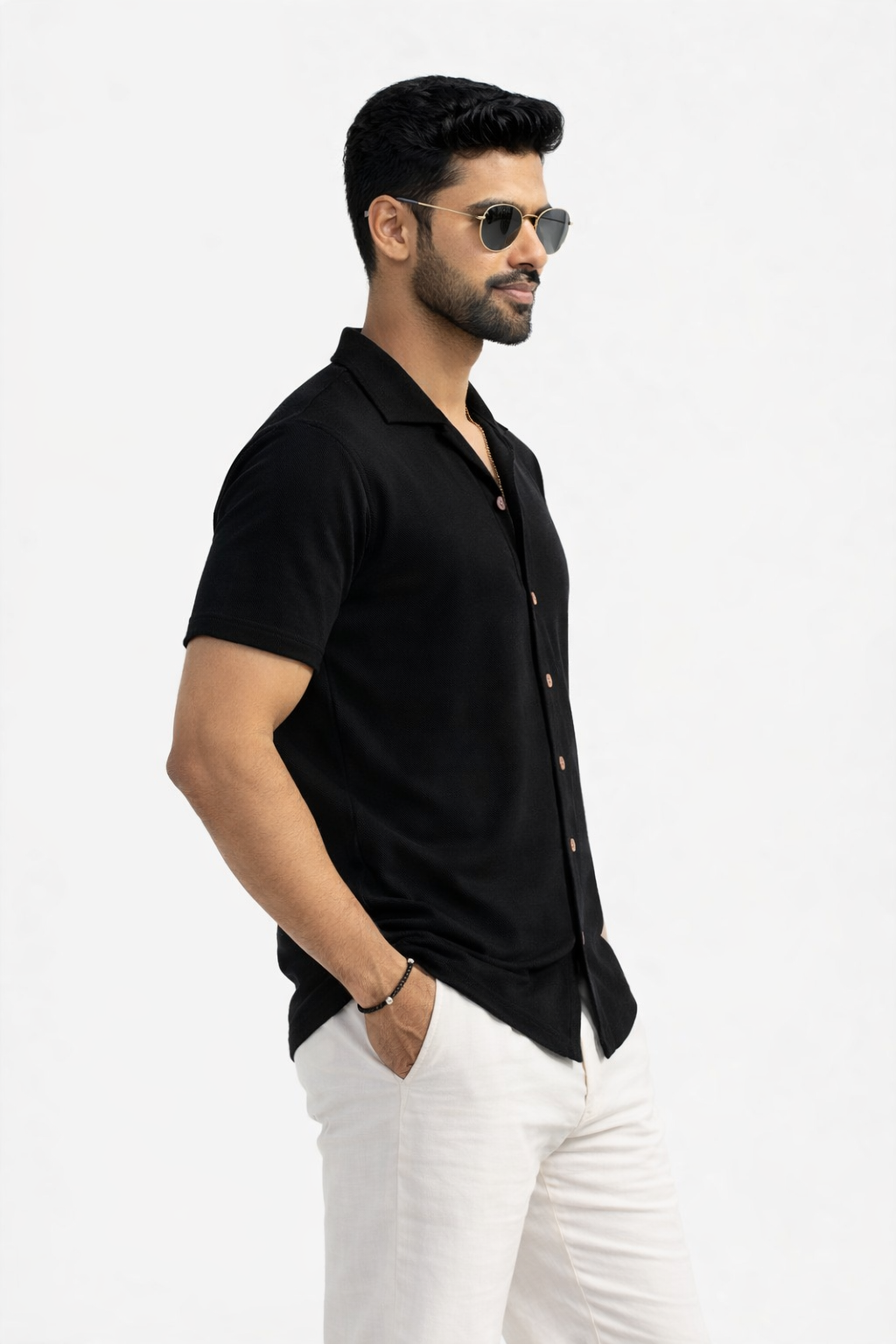 FO Zig-Zag Fabric Shirt - Black