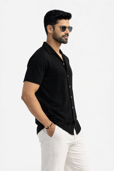 FO Zig-Zag Fabric Shirt - Black