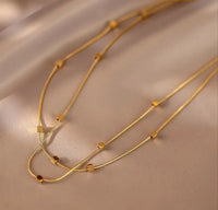 Retro double layered cubic square neckpiece