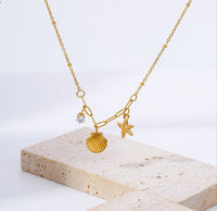 Sea Shell Starfish Clavical Anti Tarnish Neckpiece